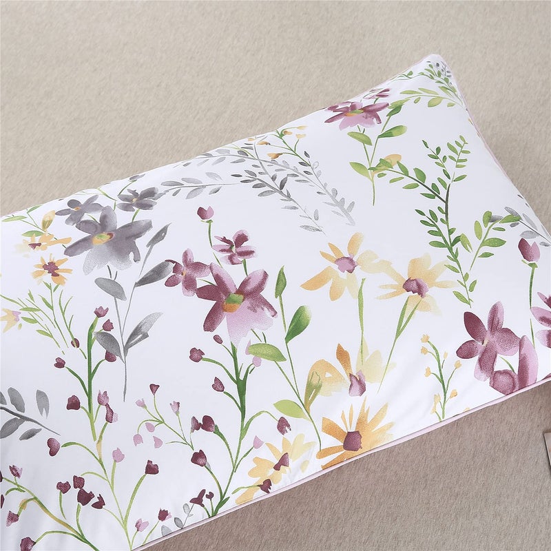 YOUSA YOU SA Farmhouse Floral Design Pillow Covers Colorful Flowers Print Pillowcases Long Staple Cotton Pillow Covers Set of 2 (Standard,Color-15) - Image 3